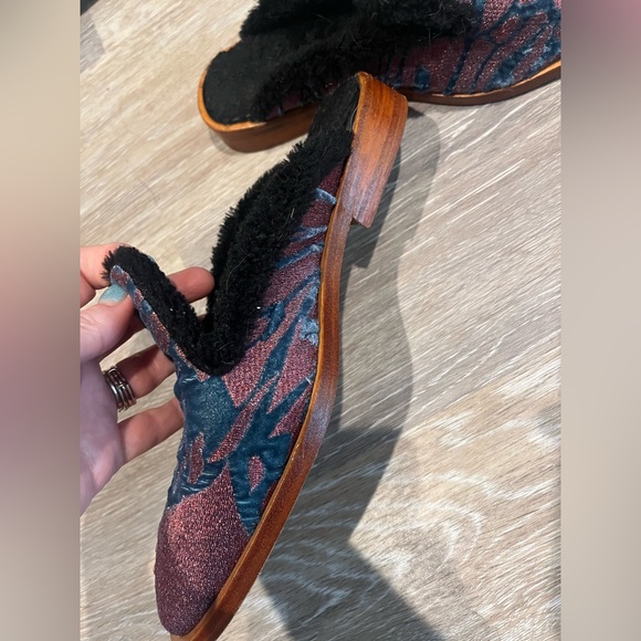 Free People Butterfly Effect Slip Mules/Slippers Wood Bottom Fur Lining Size 38 - Picture 8 of 15